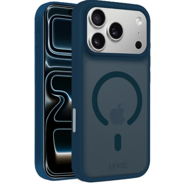 Фото - Чехол для смартфона MAKE for Apple iPhone 17 Pro Silicone Aura Magnet Dark Blue (MCLAM-AI17PDB)